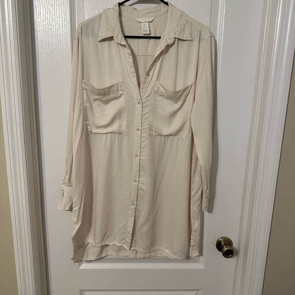 H&M Minimalist Cream Oversized Tunic Blouse